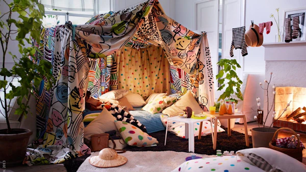 Building a Blanket Fort for Children