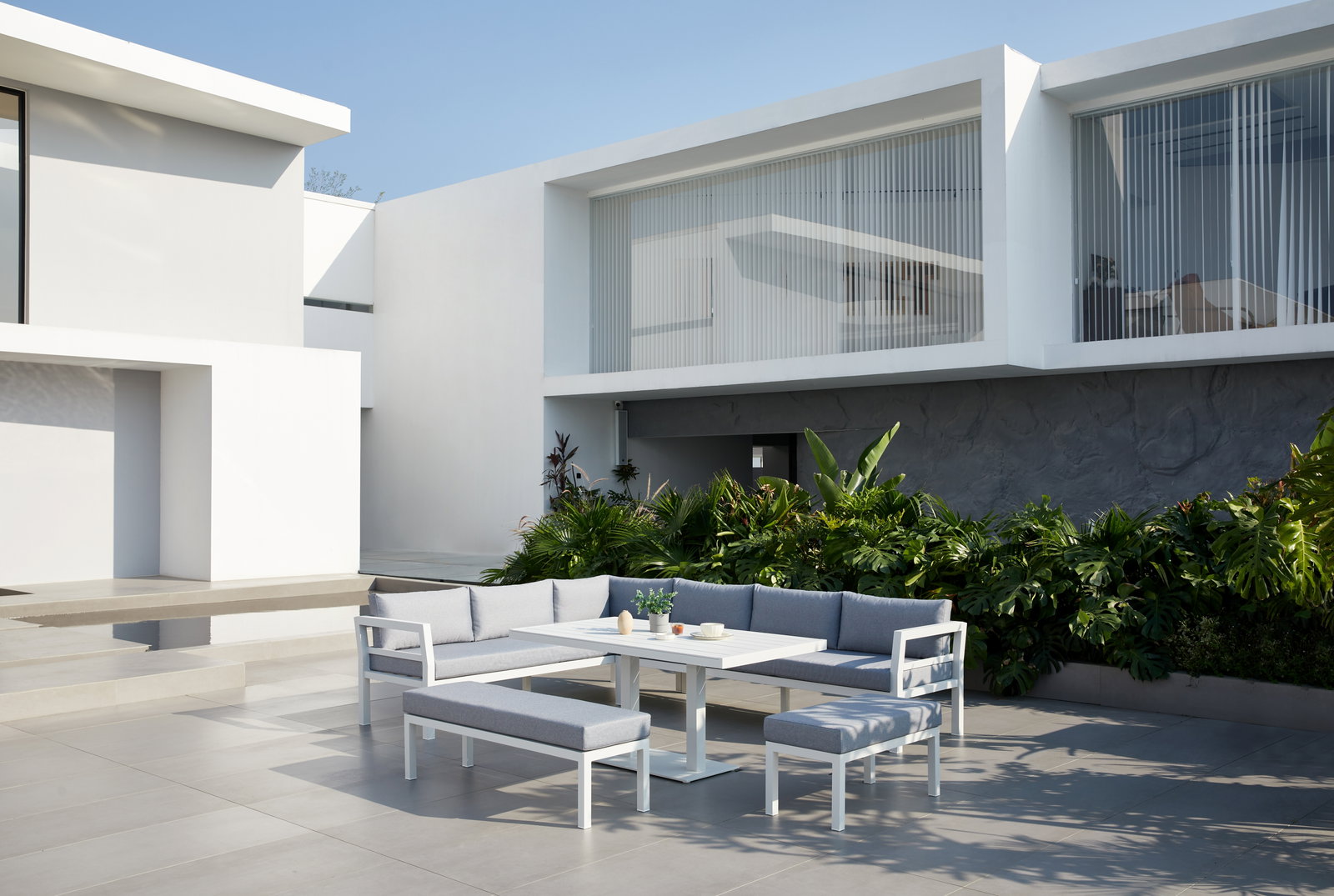 New Bondi White Outdoor Aluminium Combination Lounge And Dining