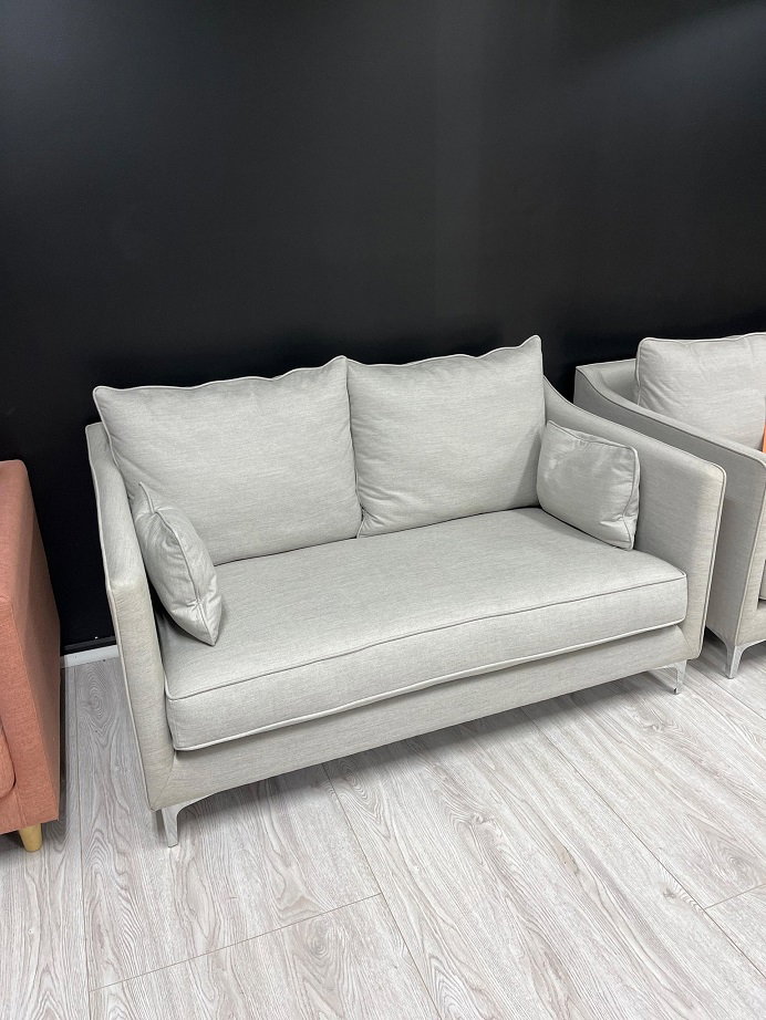 ADA Fabric Two Seat Sofa (Fabric- Gravity Sand ,leg-corner Leg  Chrome ,fill- Feather ,firmness- Soft - Sku1364460) 3