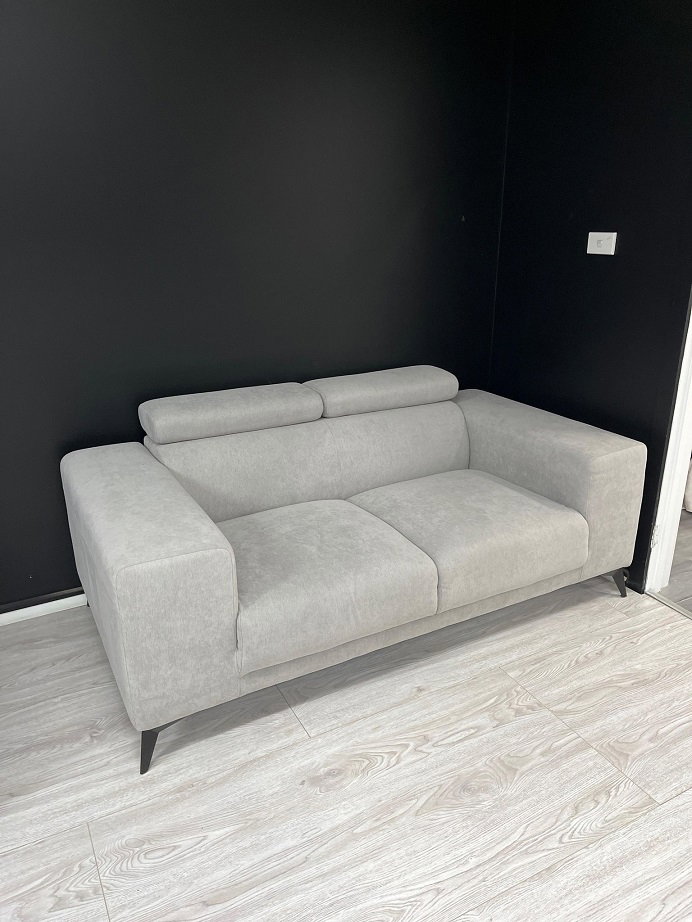 GALAXY Fabric Two Seater Sofa (Fabric- Manisa Fossil ,leg-tapered Leg  Black - SKU2838717) 3