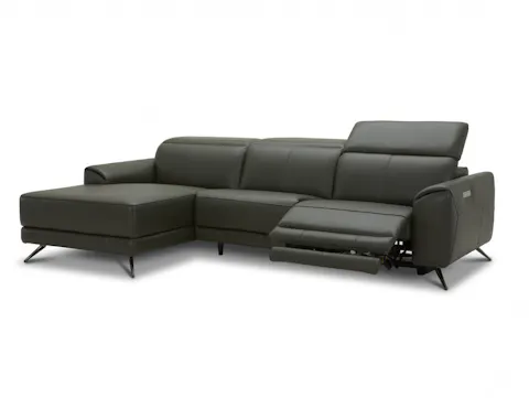 Dover Leather Recliner Chaise Lounge Option A