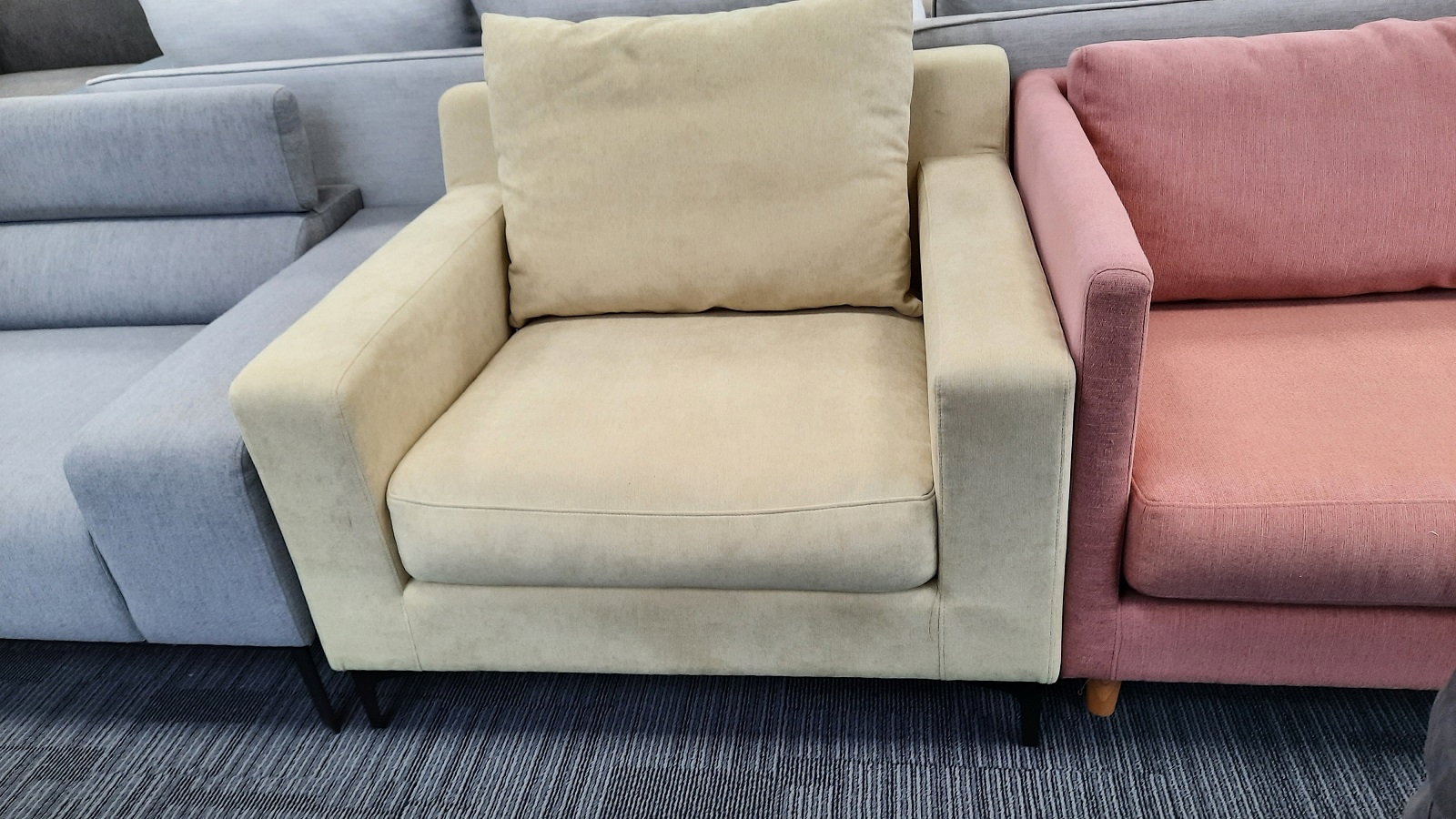 APOLLO Fabric Armchair (Fabric-manisa Acacia ,leg-corner Leg  Black ,fill- Feather ,firmness- Soft - SKU1737424) 1