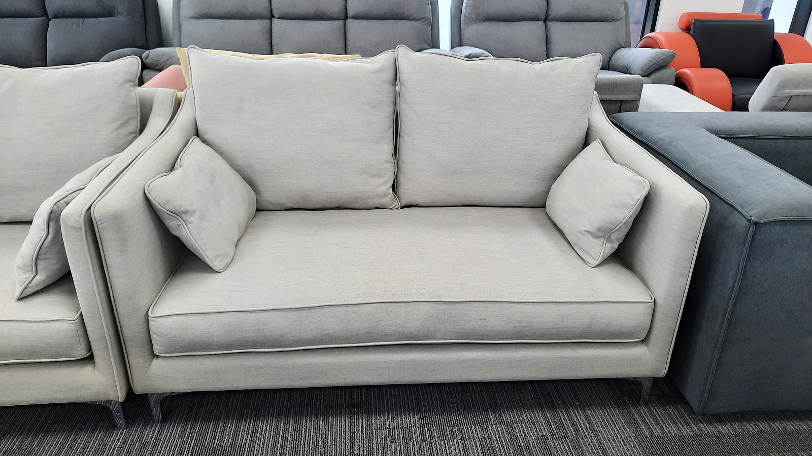 ADA Fabric Two Seat Sofa (Fabric- Gravity Sand ,leg-corner Leg  Chrome ,fill- Feather ,firmness- Soft - Sku1364460) 1