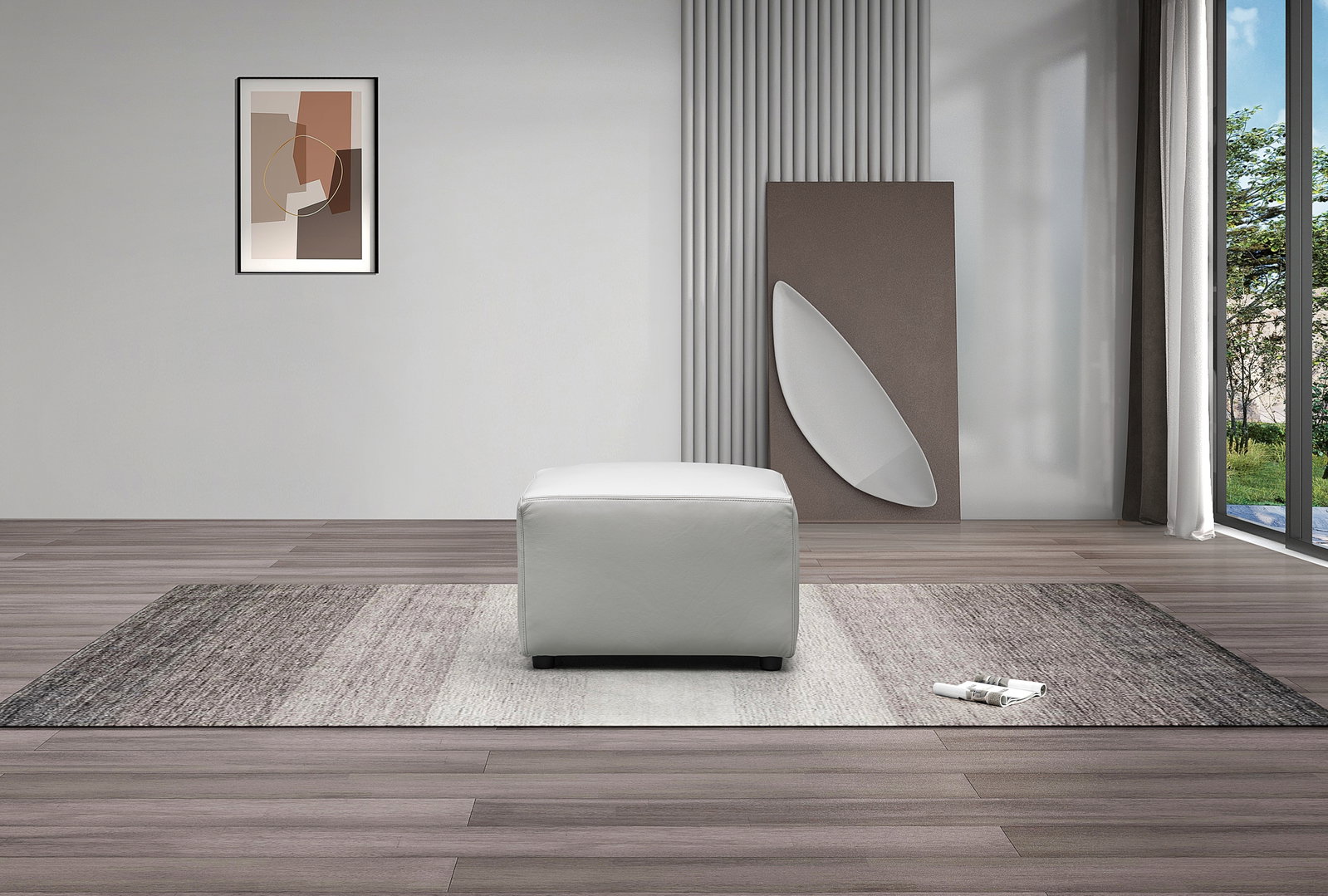 Crawford Leather Ottoman