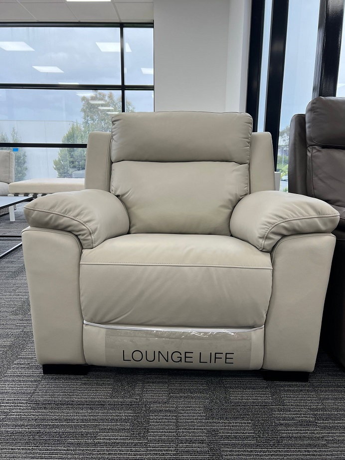 CARDIFF Leather Recliner Armchair (Material: Full Leather, Colour: Standard Light Grey, Recliner Type: Electric Recliner - SKU3094281) 1