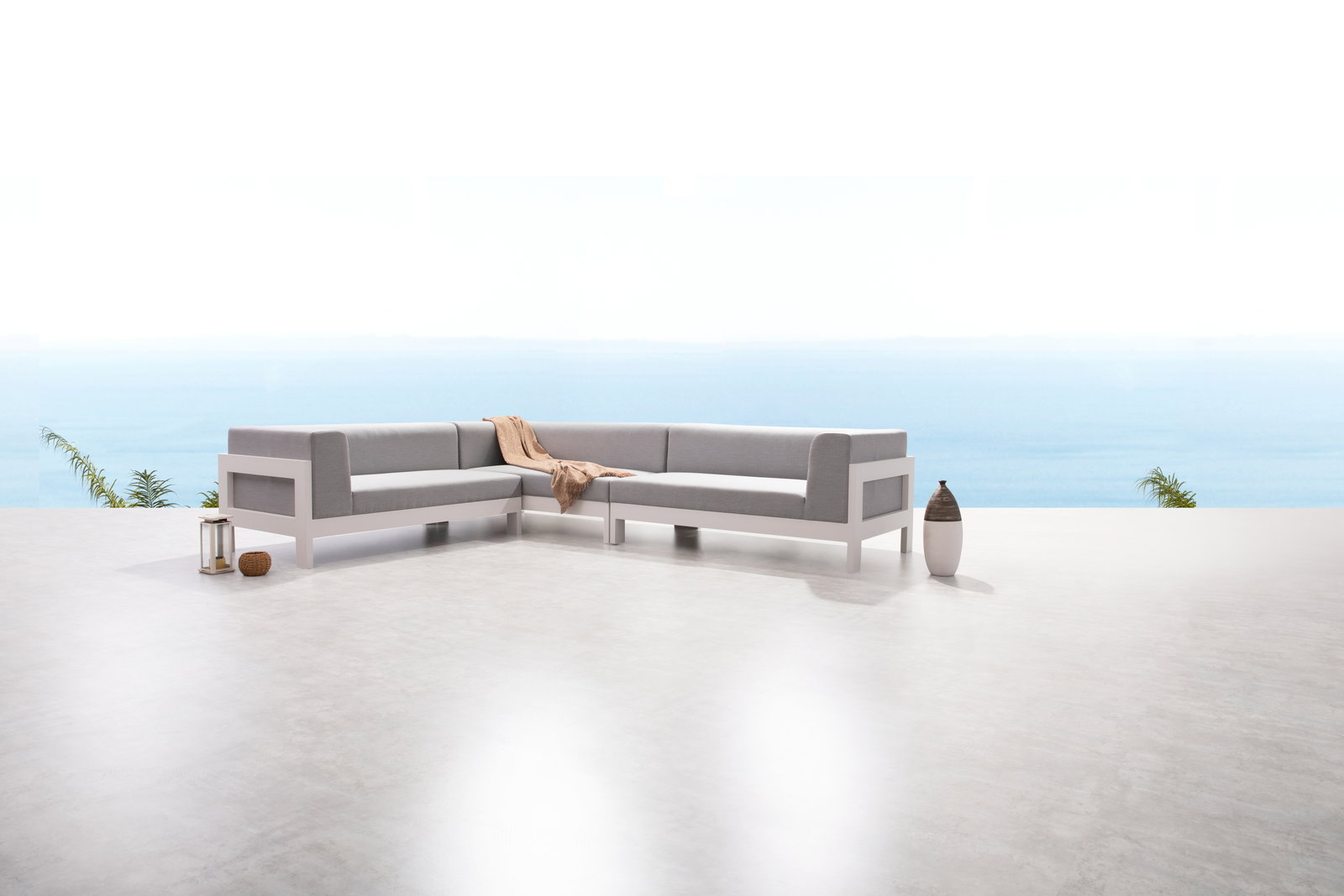 New Noosa White Outdoor Fabric Corner Lounge