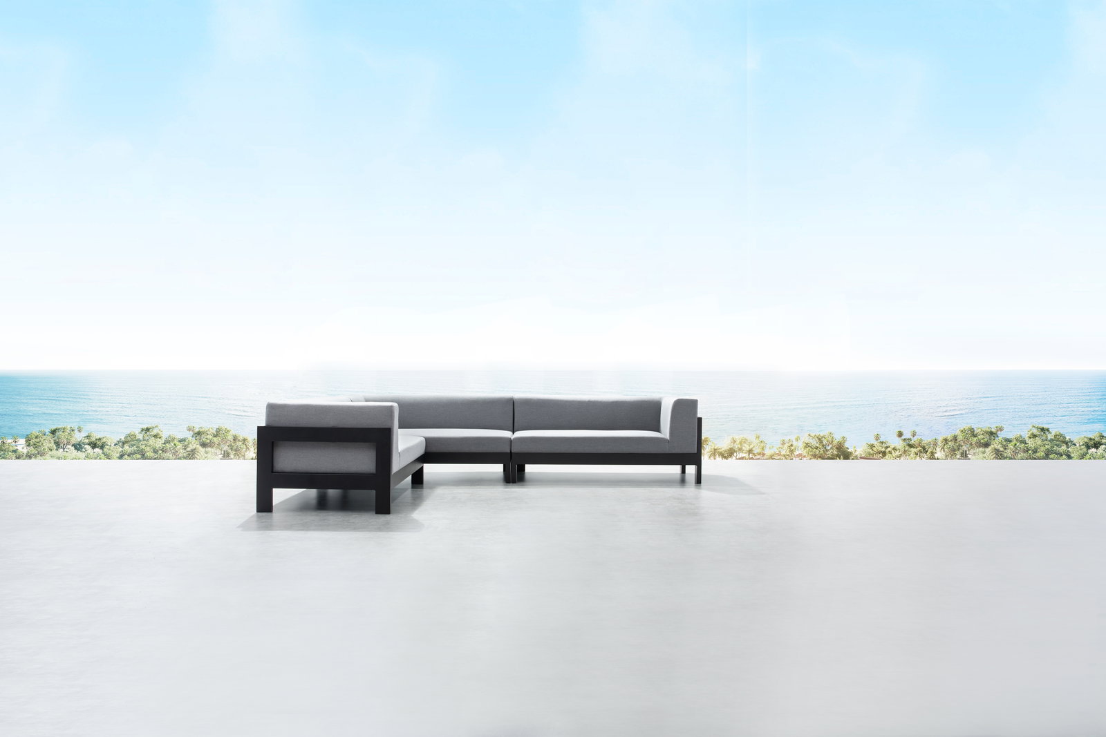 New Noosa Black Outdoor Fabric Corner Lounge