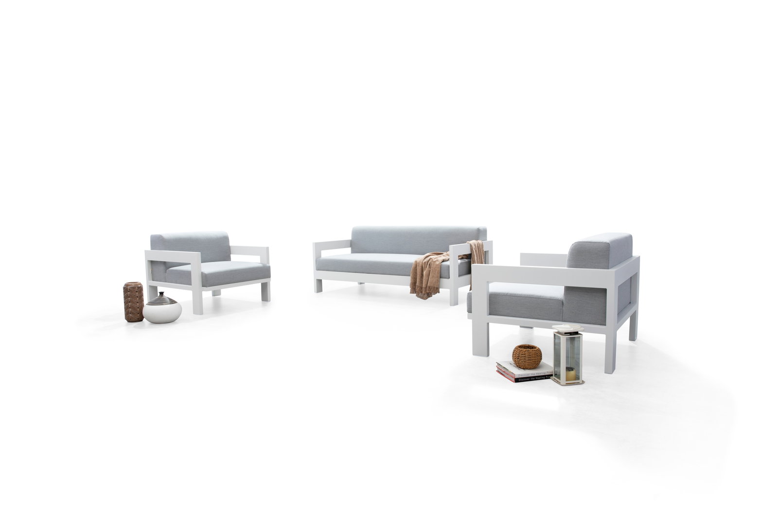 New Noosa White Outdoor Lounge Set 2+1+1