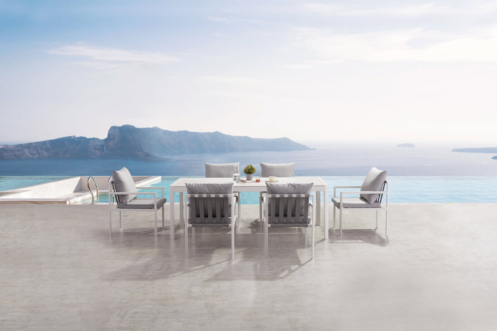 Manly White 7-piece Outdoor Ceramic Dining Set