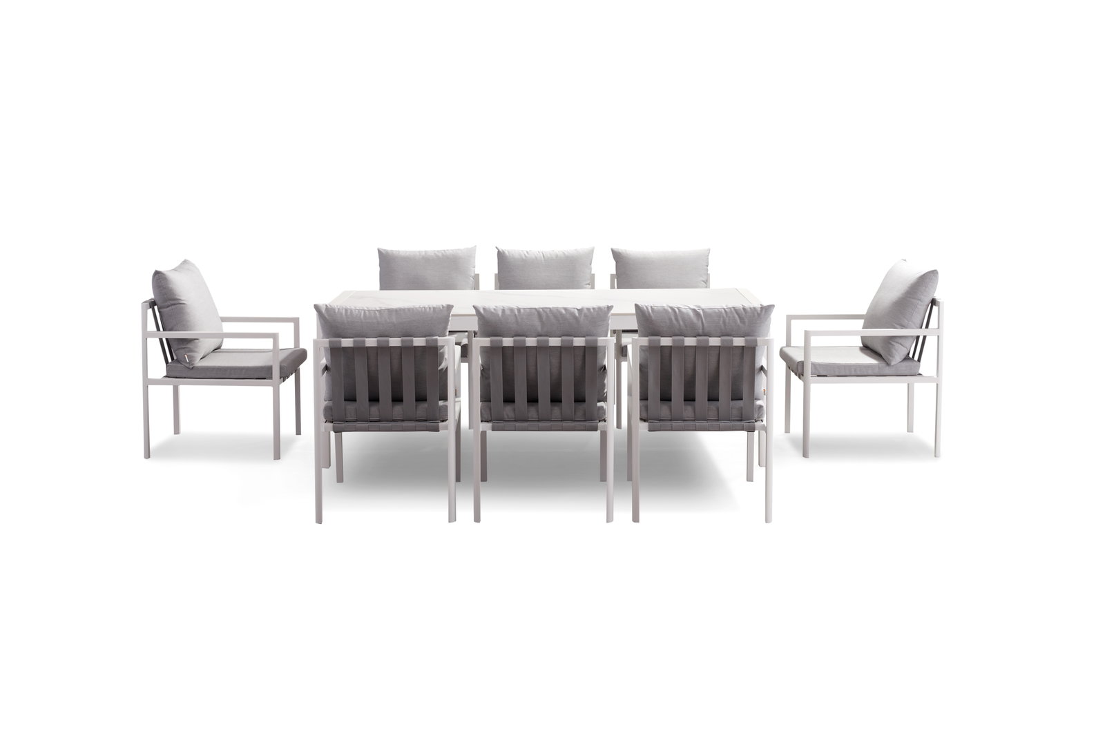 Manly White 9-piece Outdoor Ceramic Dining Set