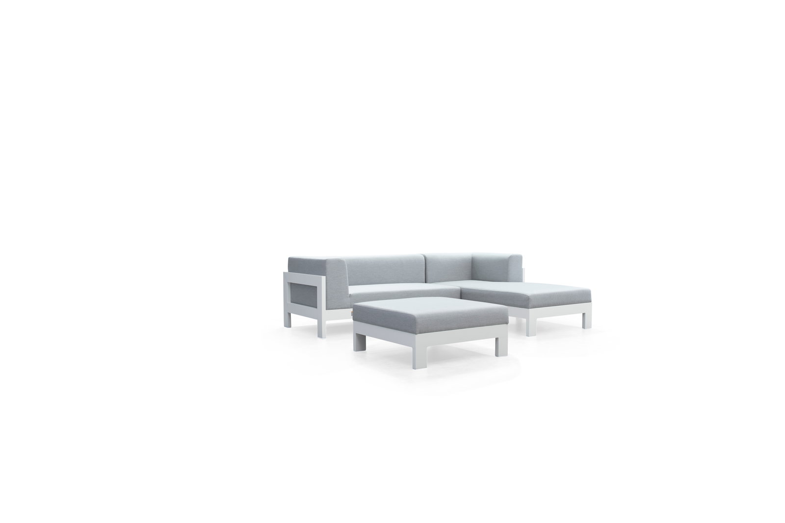 New Noosa White Outdoor Fabric Chaise Lounge With Ottoman