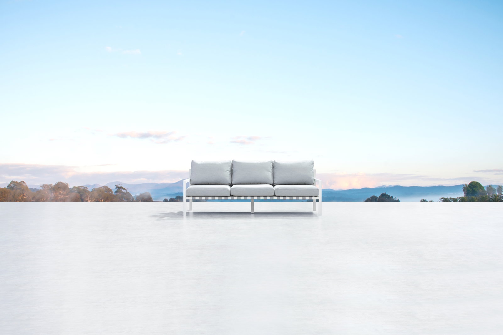 Manly White Outdoor Three Seat Sofa