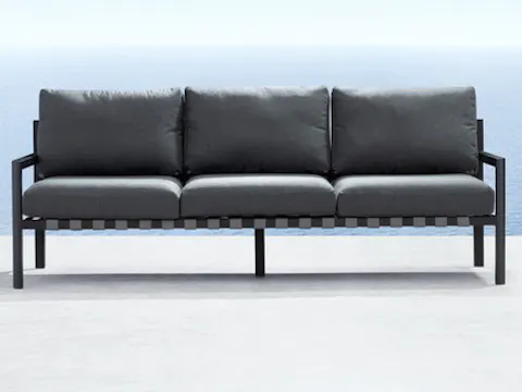 Manly Black Outdoor Three Seat Sofa