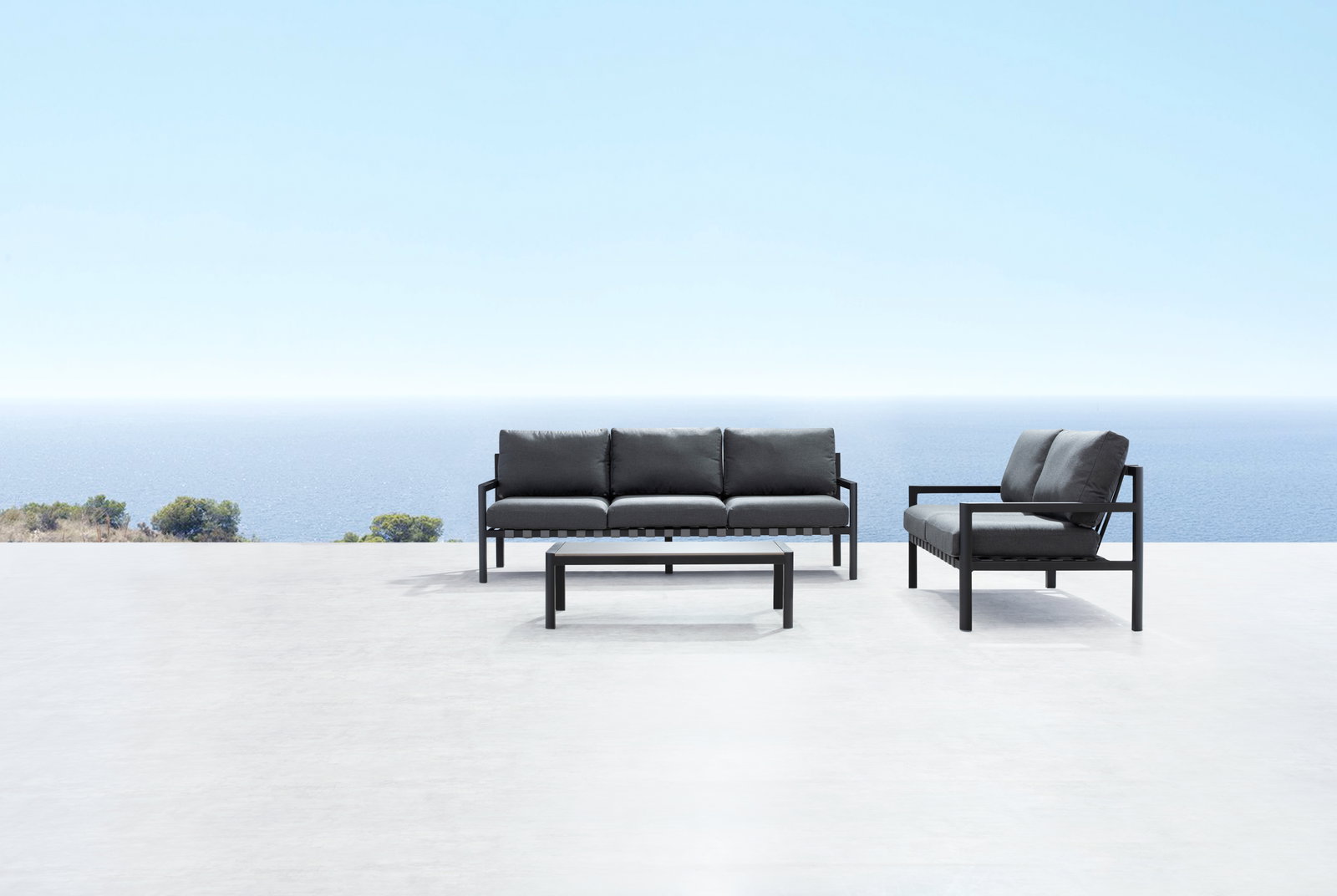 Manly Black Outdoor Sofa Suite 3 + 2 With Coffee Table
