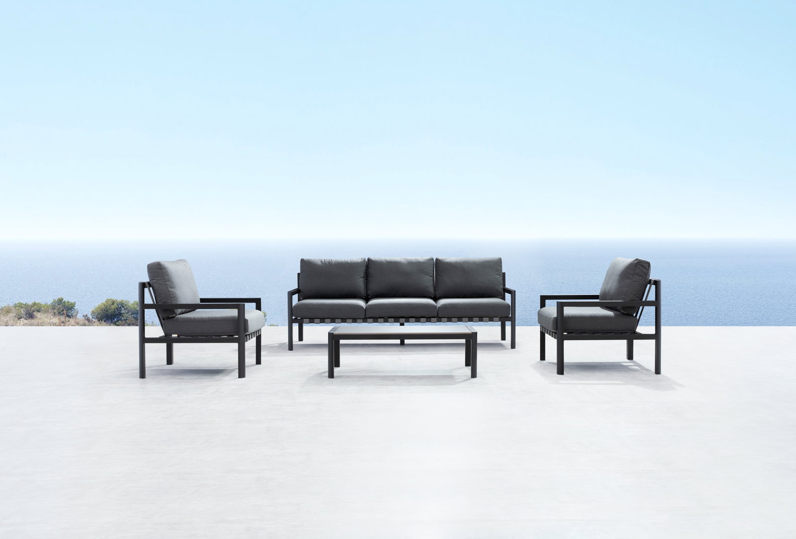 Manly Black Outdoor Sofa Suite 3 + 1 + 1 With Coffee Table