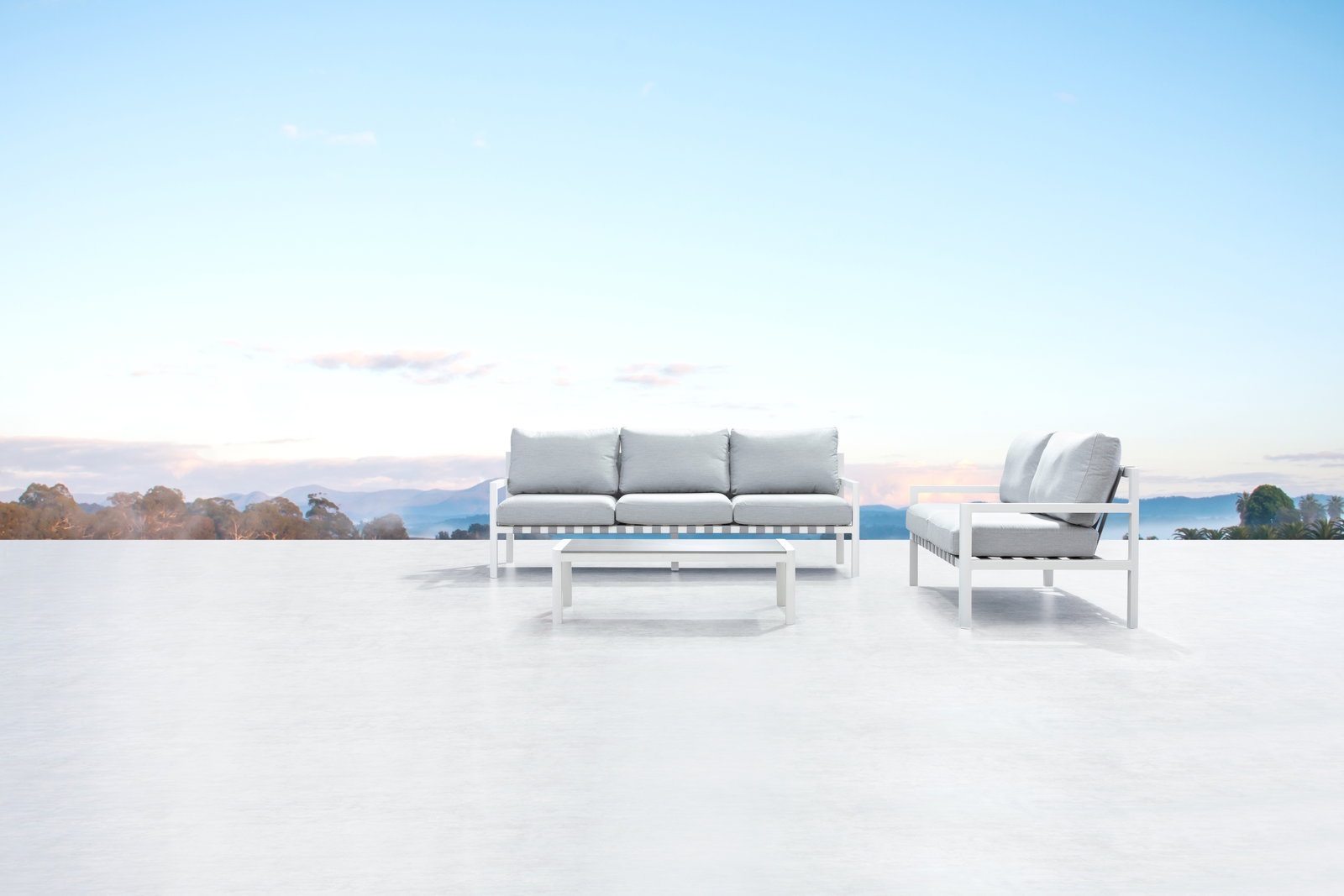 Manly White Outdoor Sofa Suite 3 + 2 With Coffee Table