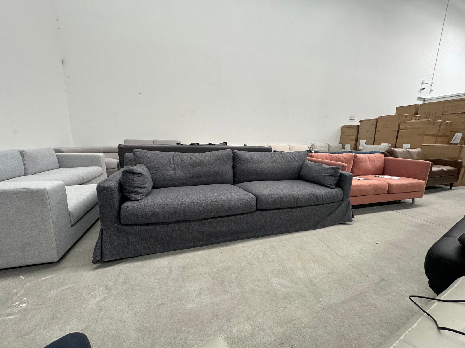 JULES Fabric Three Seater Sofa (Colour-sky Square Ash - Sku3671208) 1