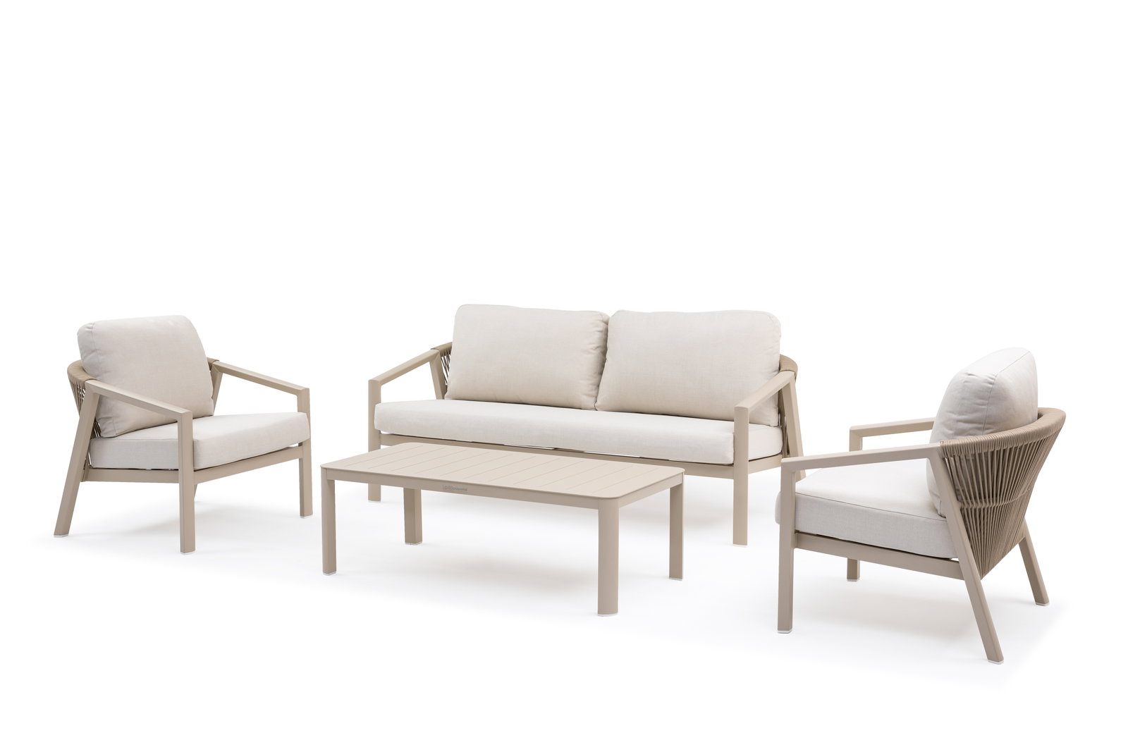 Kiama Mocha Outdoor Rope Lounge Set 2+1+1 With Coffee Table