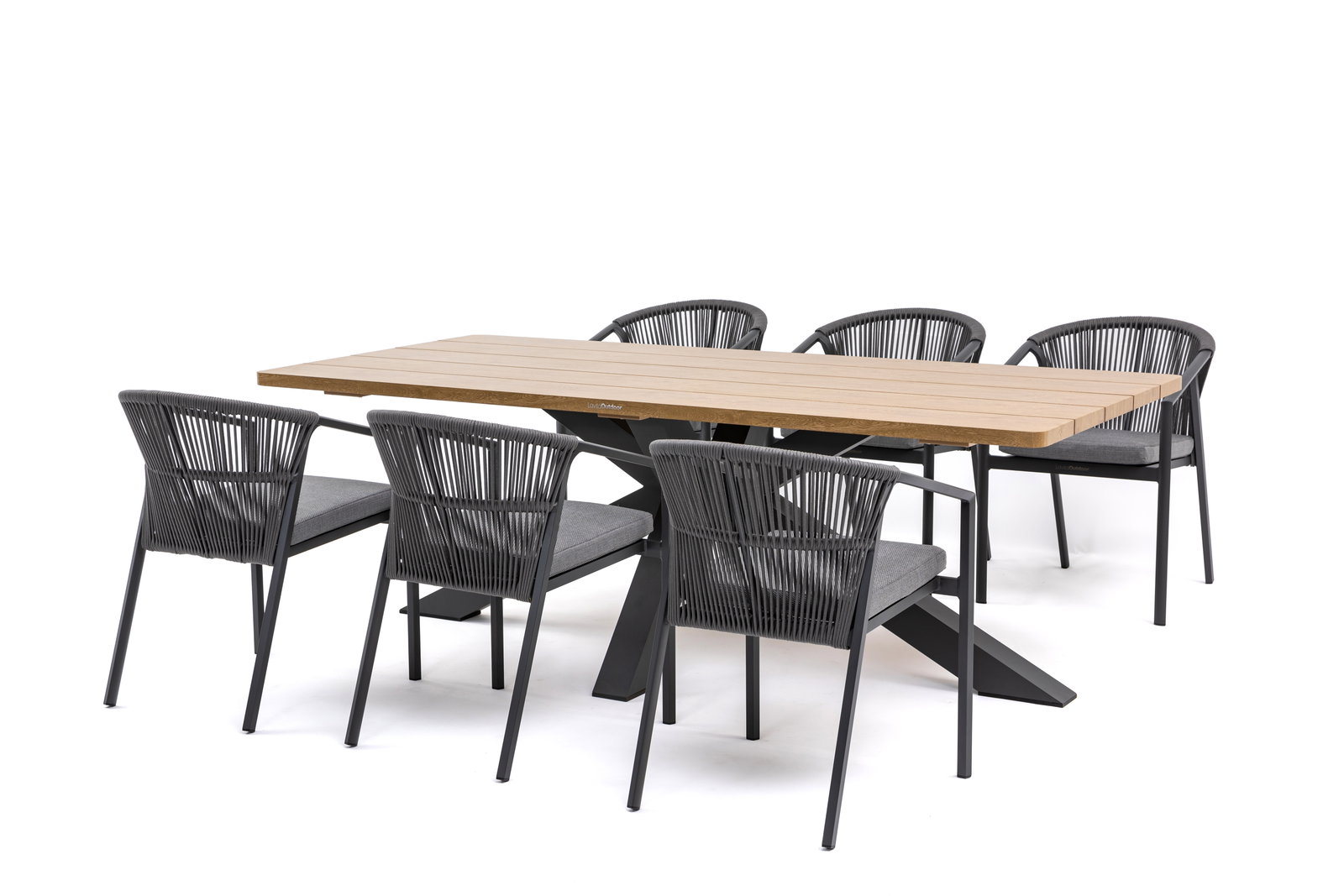Fraser Anthracite 7-piece Outdoor Dining Set With Kiama Anthracite Chairs