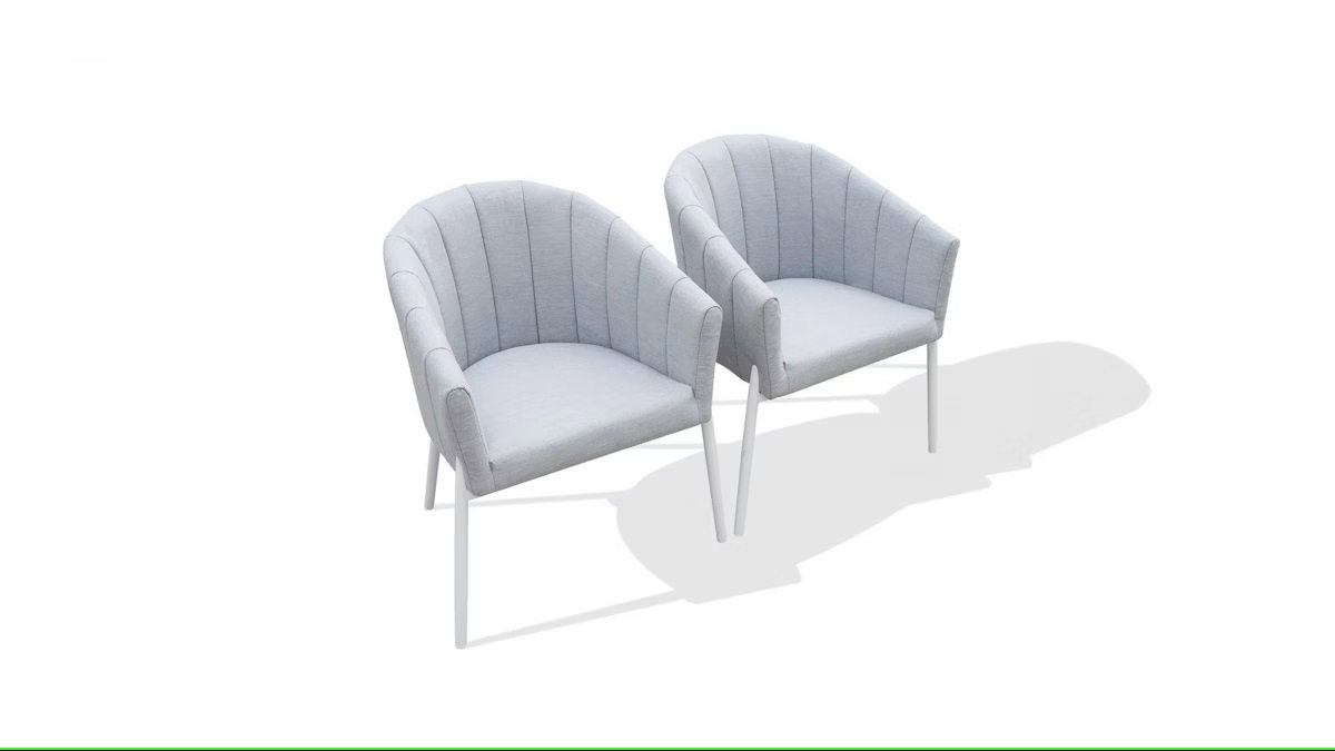 DELTA WHITE Outdoor Dining Chair Twin Set (Frame And Fabric: White Frame With Lead Chine Fabric - SKU3671052) 1