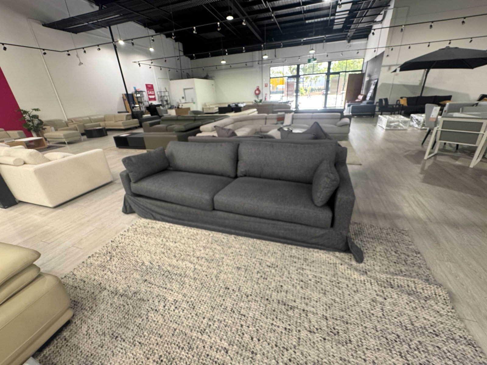 JULES Fabric Three Seater Sofa (Colour-sky Square Ash - Sku3671208) 1