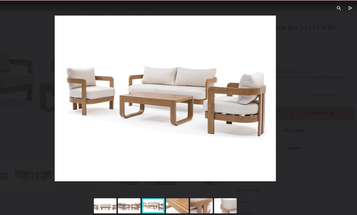BALMAIN Outdoor Lounge Set 3+1+1 With Coffee Table (Frame: Oak-alike Aluminium Frame, Fabric: Cream Olefin) 1