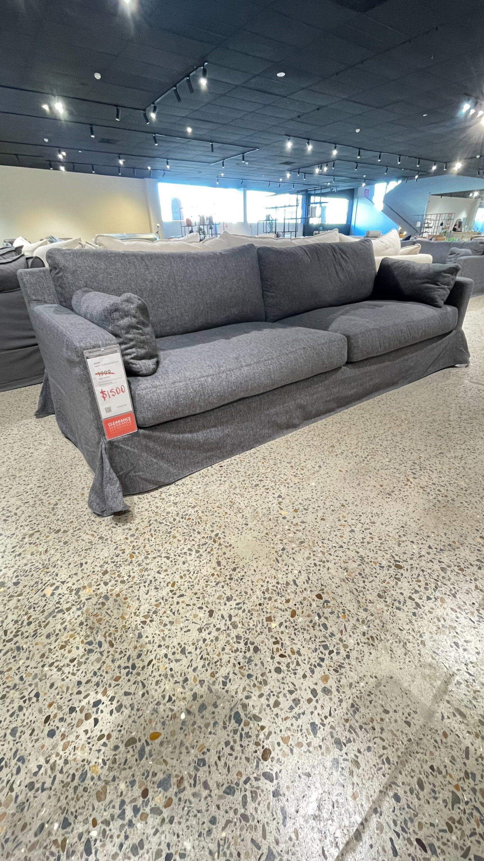 JULES Fabric Three Seat Sofa (Colour: Sky Square Ash) 1