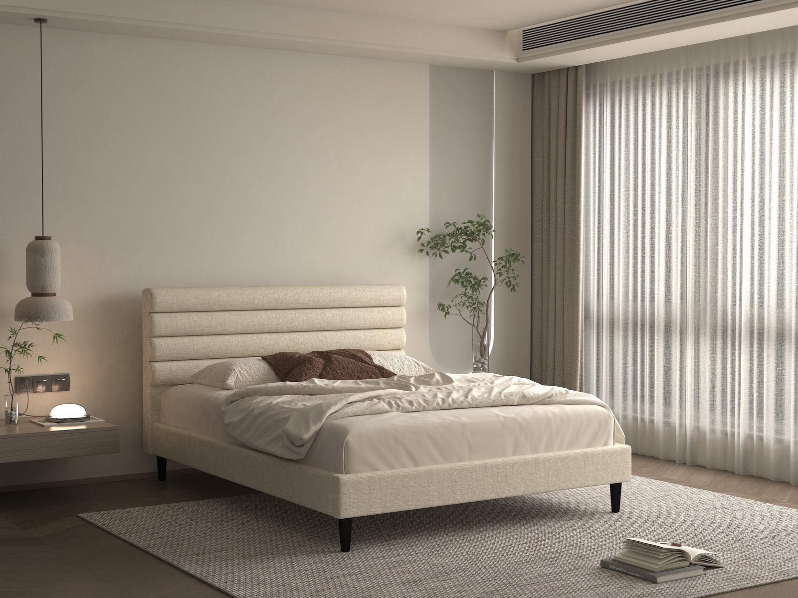 Purity Frisian Bed Frame Queen Latte