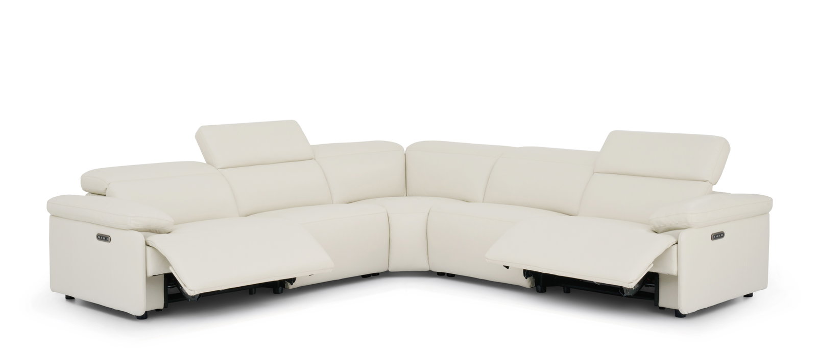 Harlow Leather Corner Lounge Option A with Power Recliner, Power Headrest