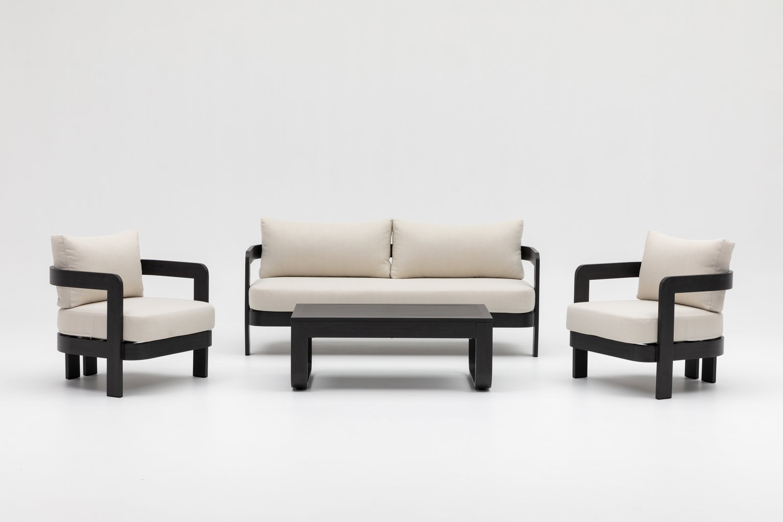 Balmain Ebony Outdoor Lounge Set 3+1+1 With Coffee Table