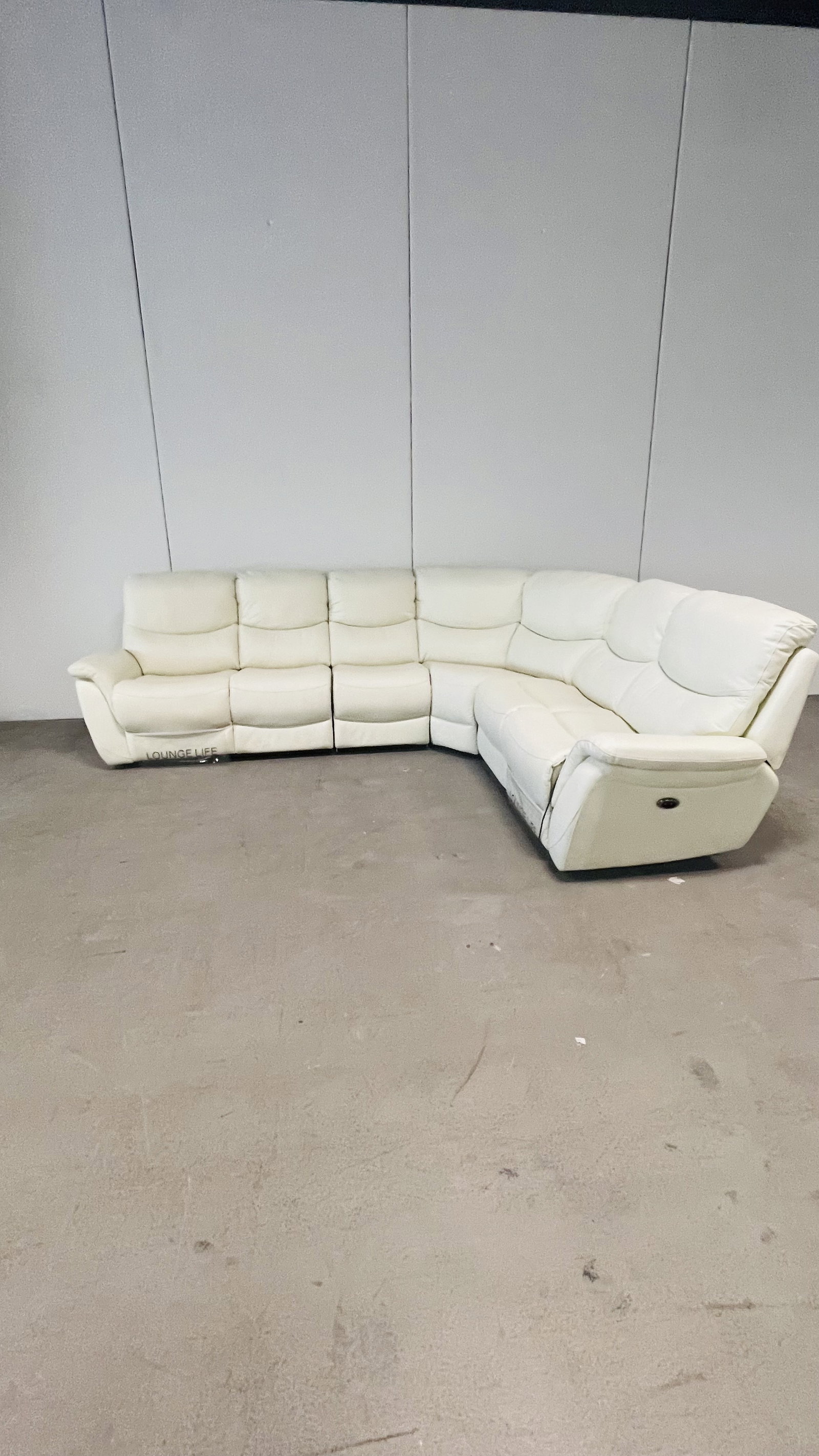RICHMOND Leather Recliner Corner Lounge Option B (Material: Full Leather, Colour: Standard White, Recliner Type: Electric Recliner) 1