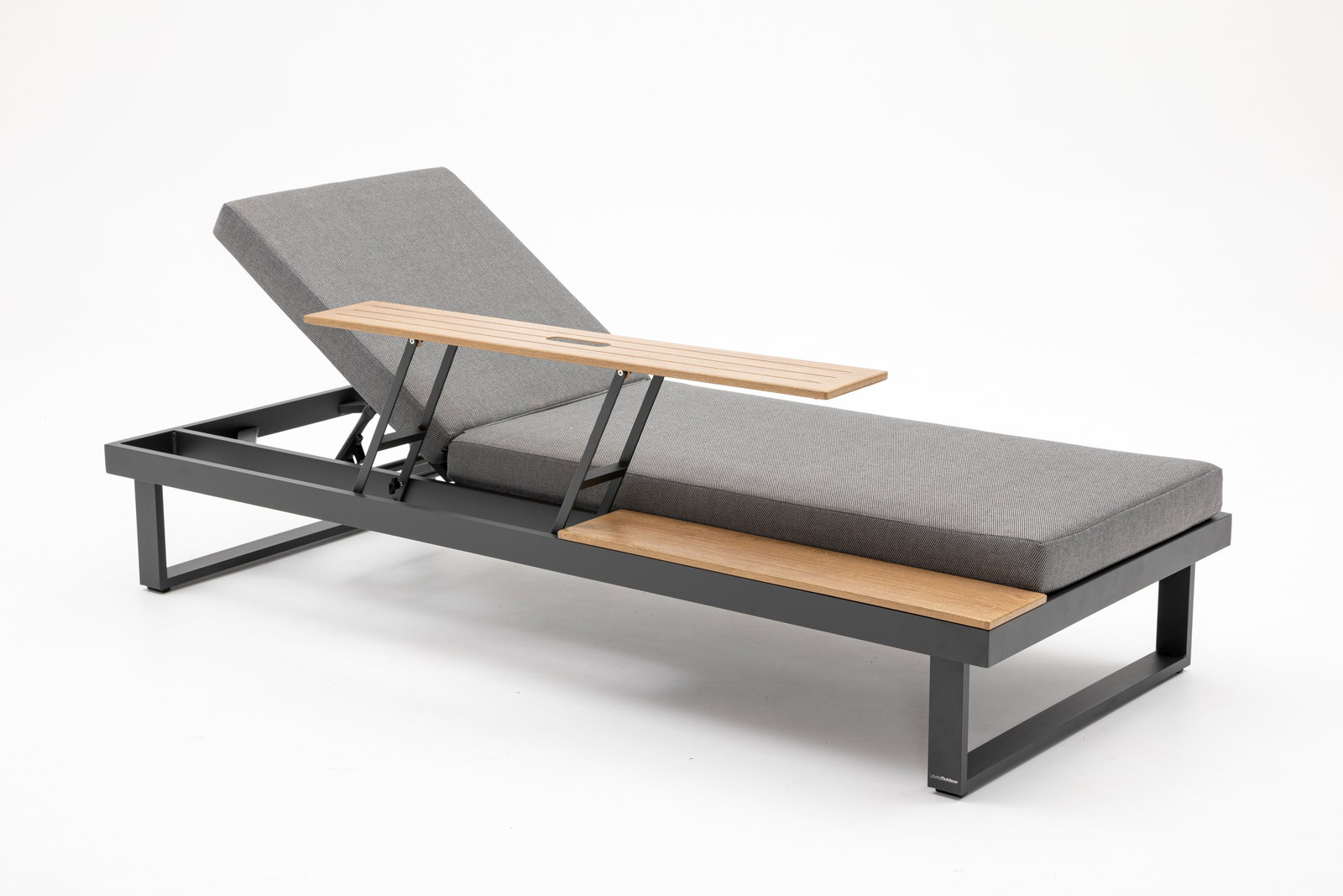 Avoca Anthracite Outdoor Sunlounge with Adjustable Side Table