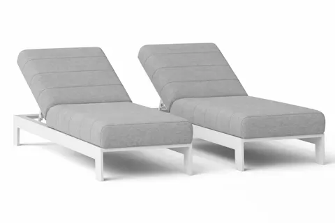 New Noosa White Outdoor Fabric Sun Lounges (Set of Two)