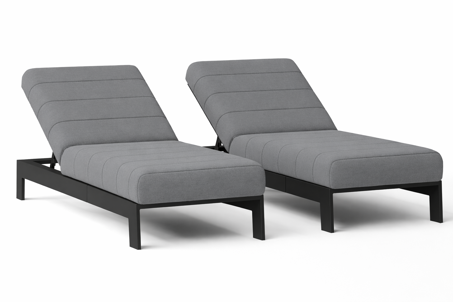 New Noosa Black Outdoor Fabric Sun Lounges (Set of Two)