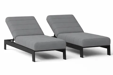 New Noosa Black Outdoor Fabric Sun Lounges (Set of Two)