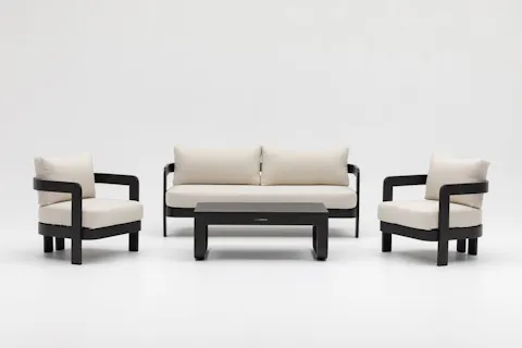 Balmain Ebony Outdoor Lounge Set 3+1+1 With Coffee Table