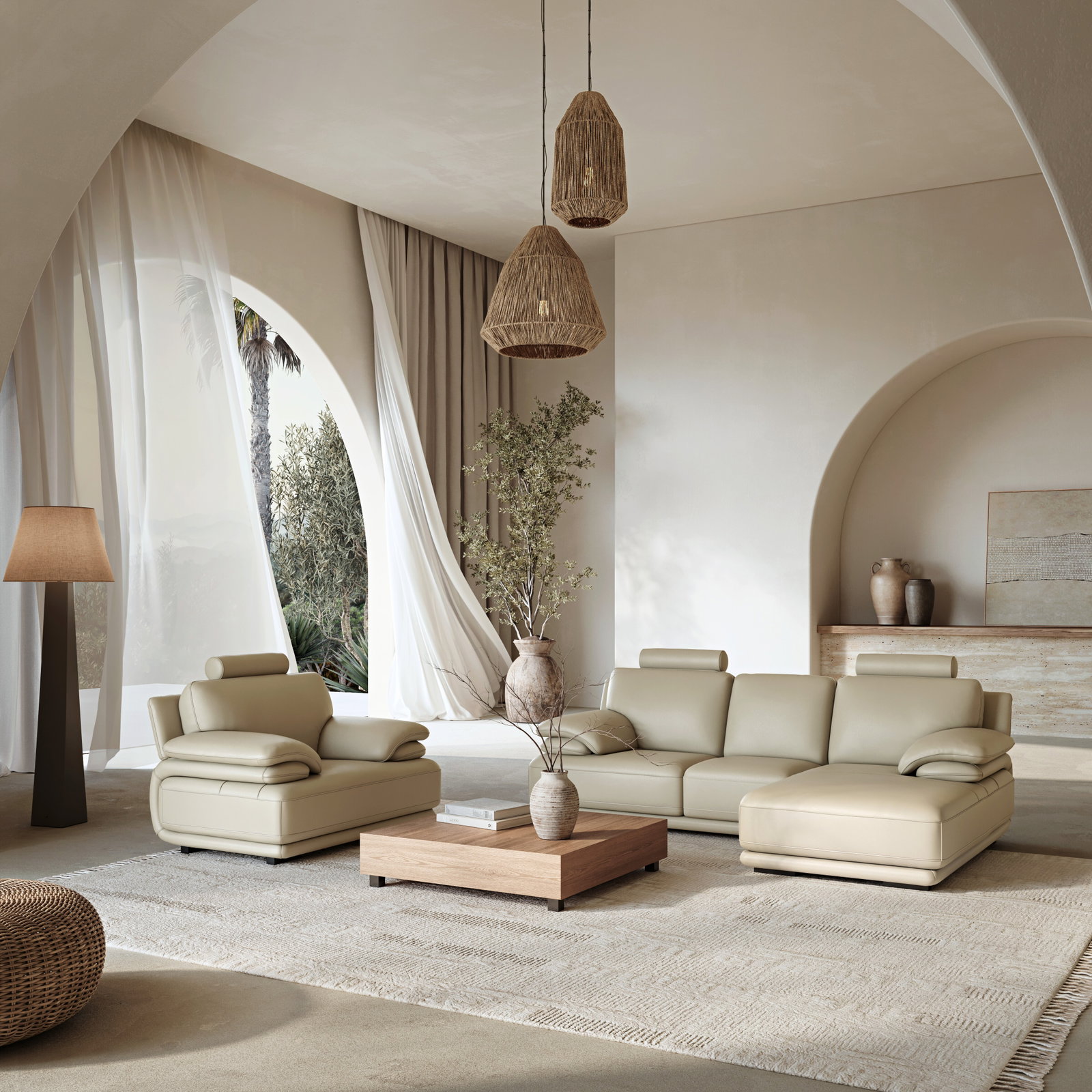 Juliet Leather Chaise Lounge Option A