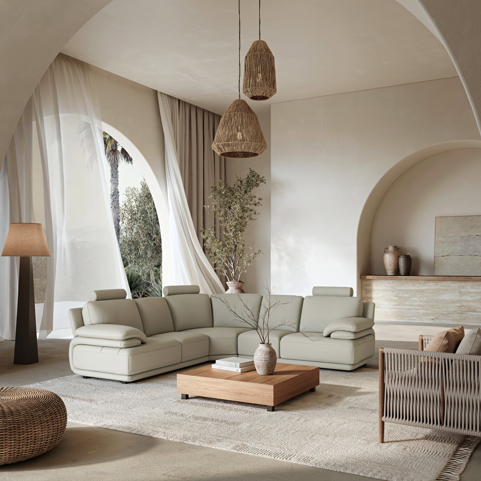 Juliet Leather Corner Lounge Option A