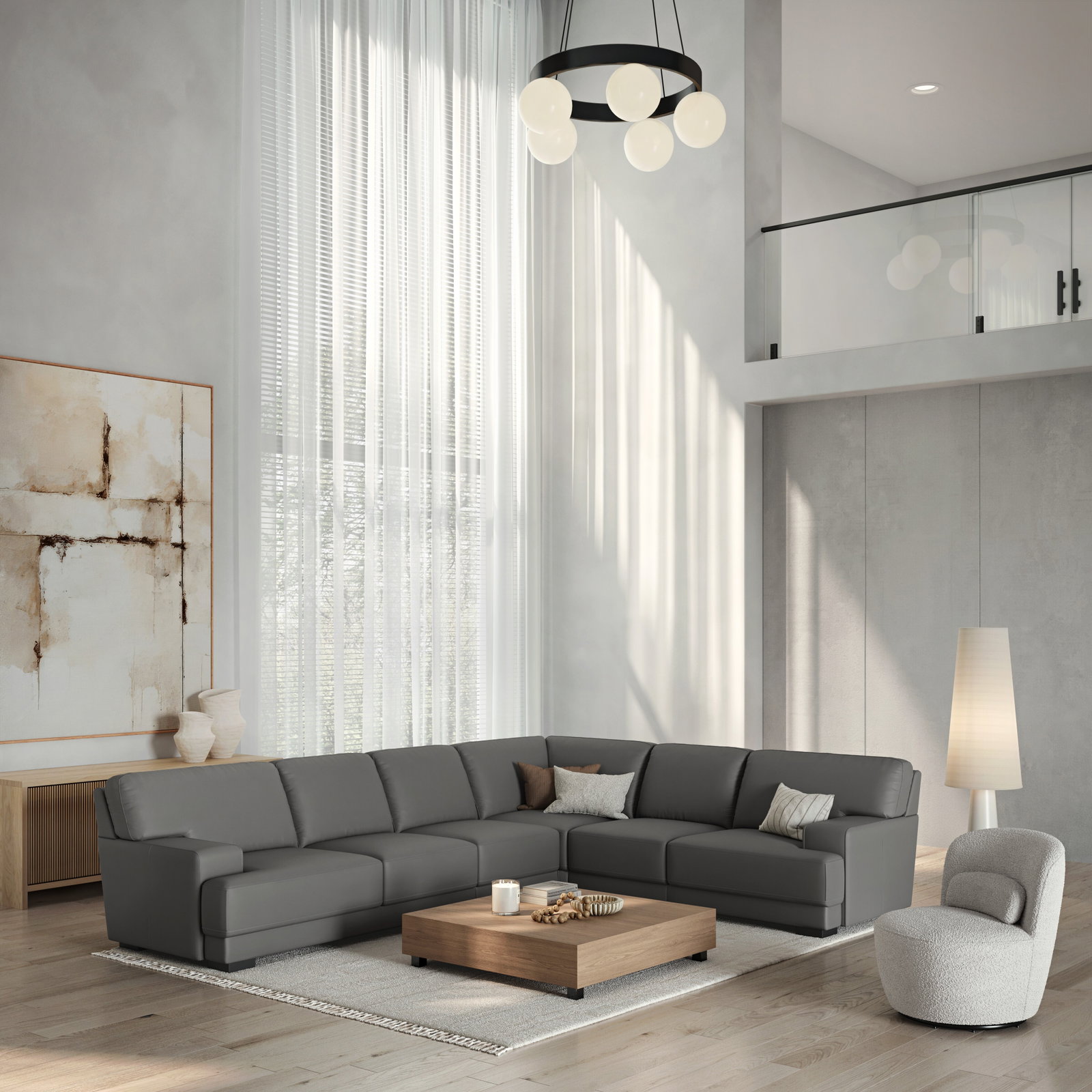 Volante Leather Corner Lounge Option B