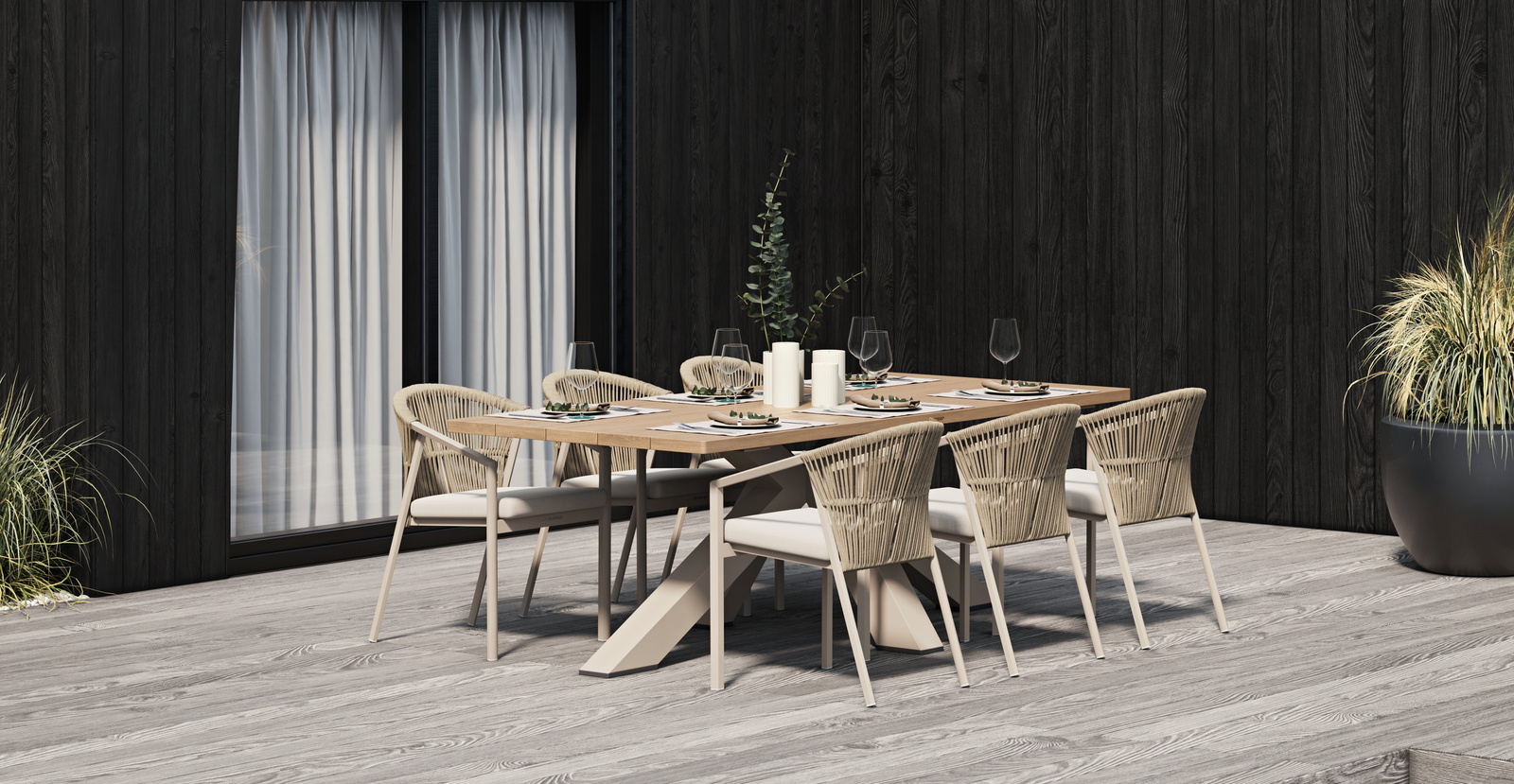 Fraser Mocha 7-piece Outdoor Dining Set With Kiama Mocha Chairs