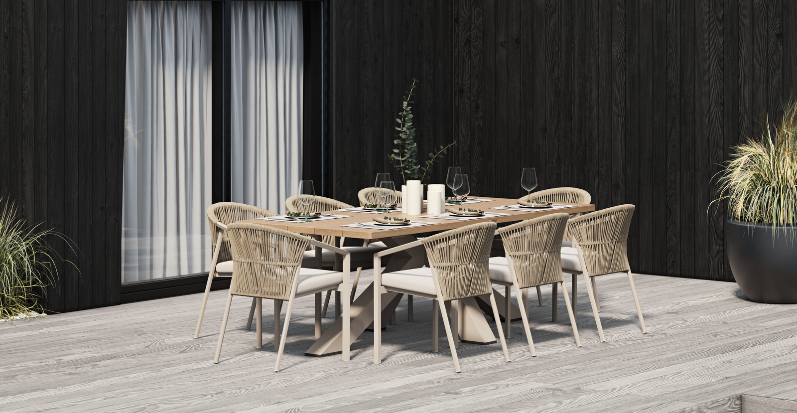 Fraser Mocha 9-piece Outdoor Dining Set With Kiama Mocha Chairs