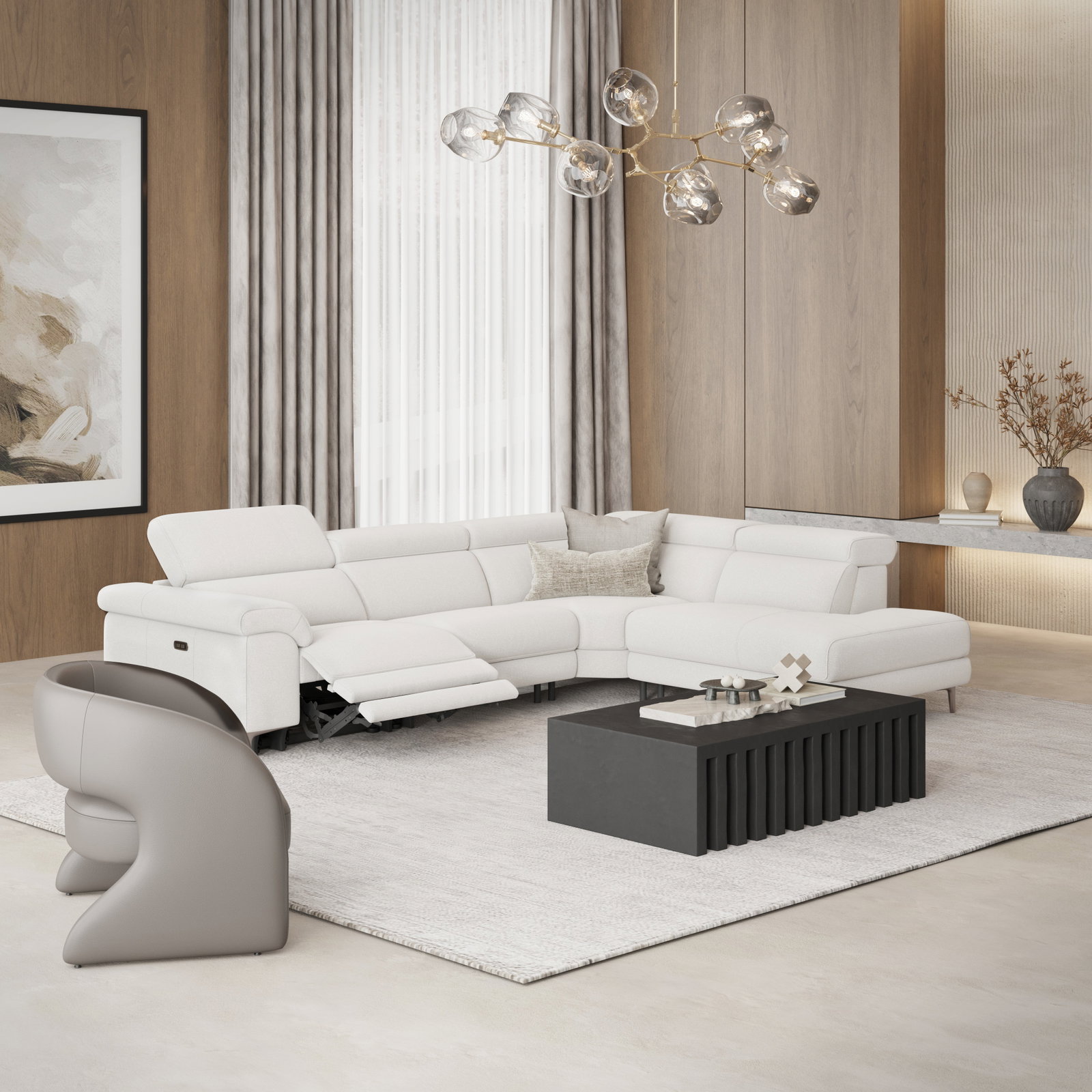 Carlisle Fabric Recliner Corner Lounge With Terminal