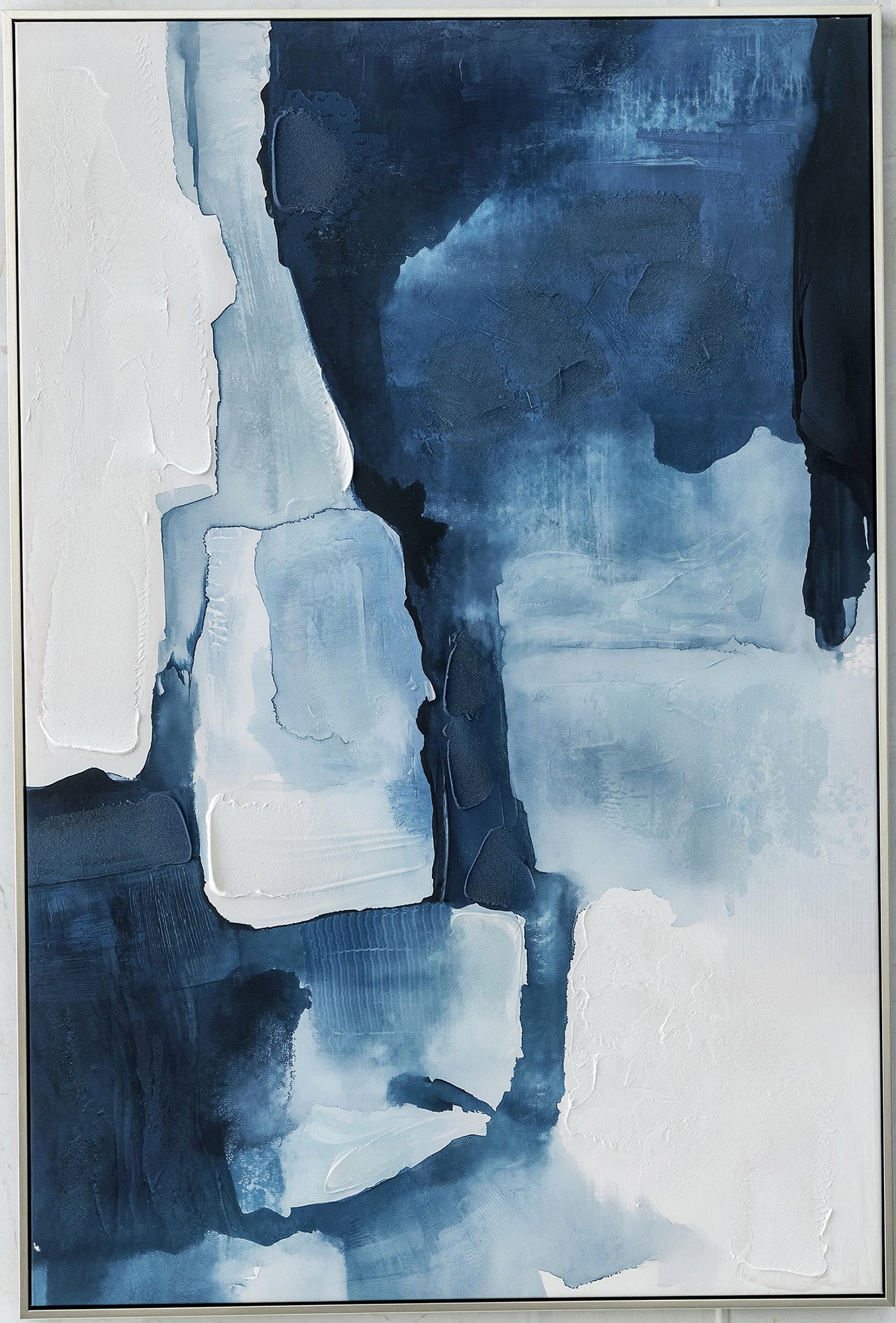 Interruptions in Still Framed Canvas Blue Drift