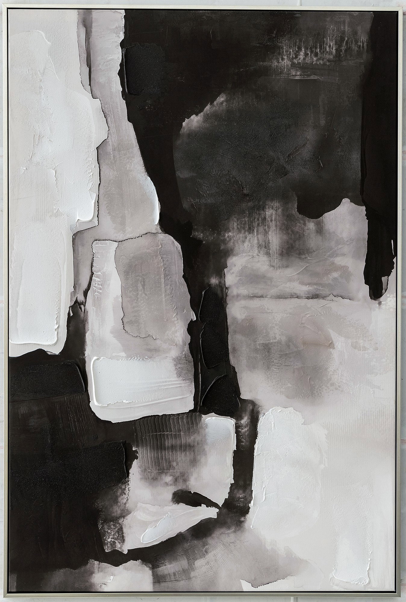 Interruptions in Still Framed Canvas Faint Carbon
