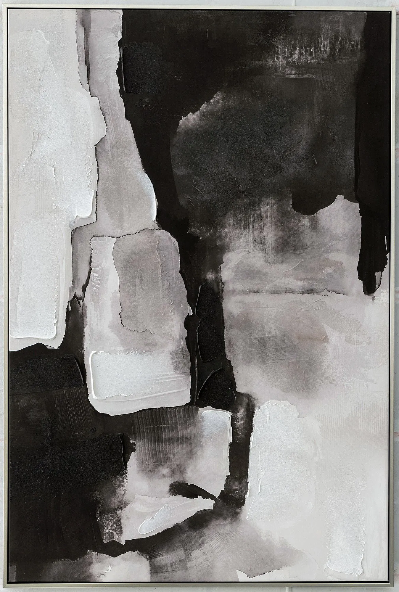 Interruptions in Still Framed Canvas Faint Carbon