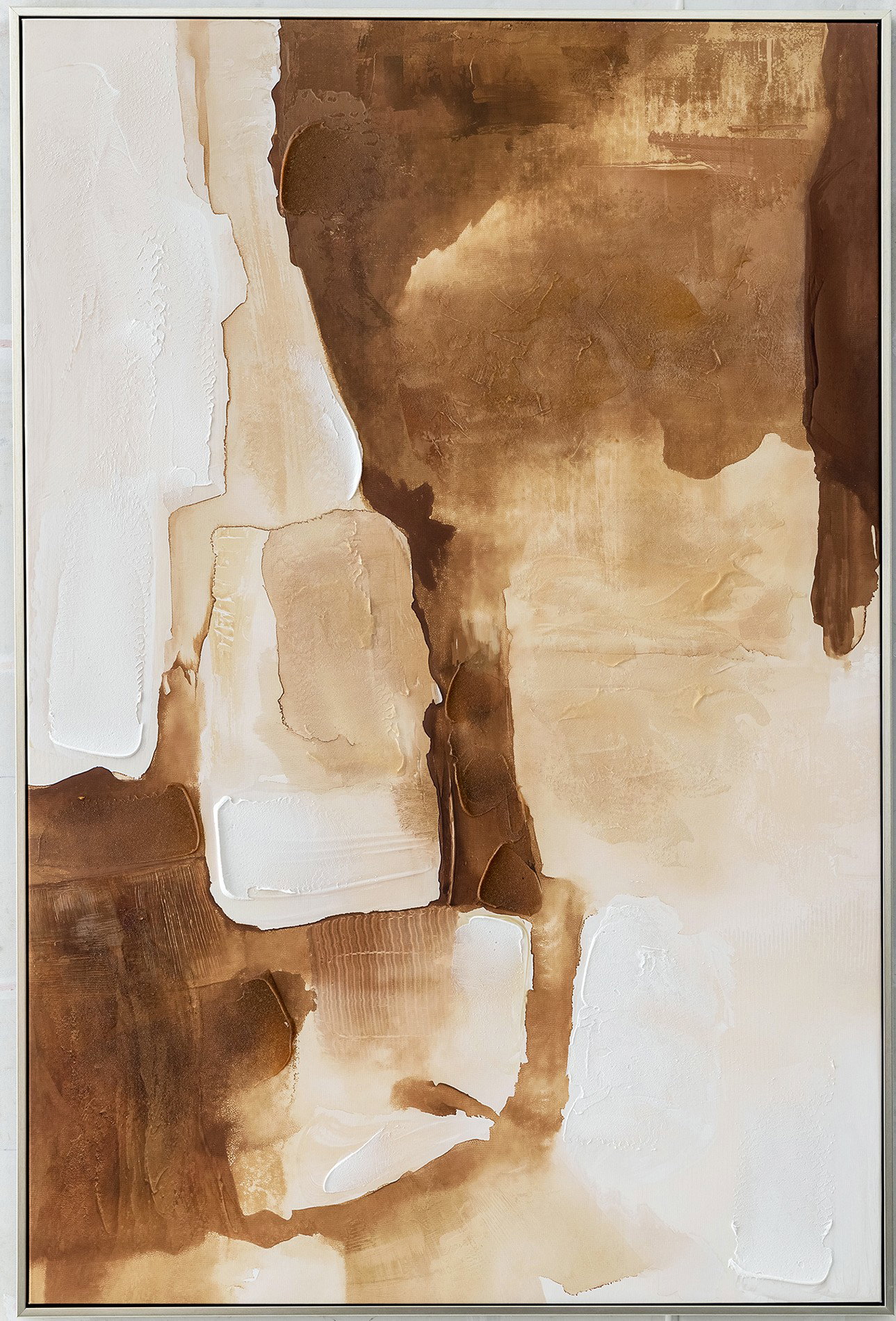 Interruptions in Still Framed Canvas Warm Ochre