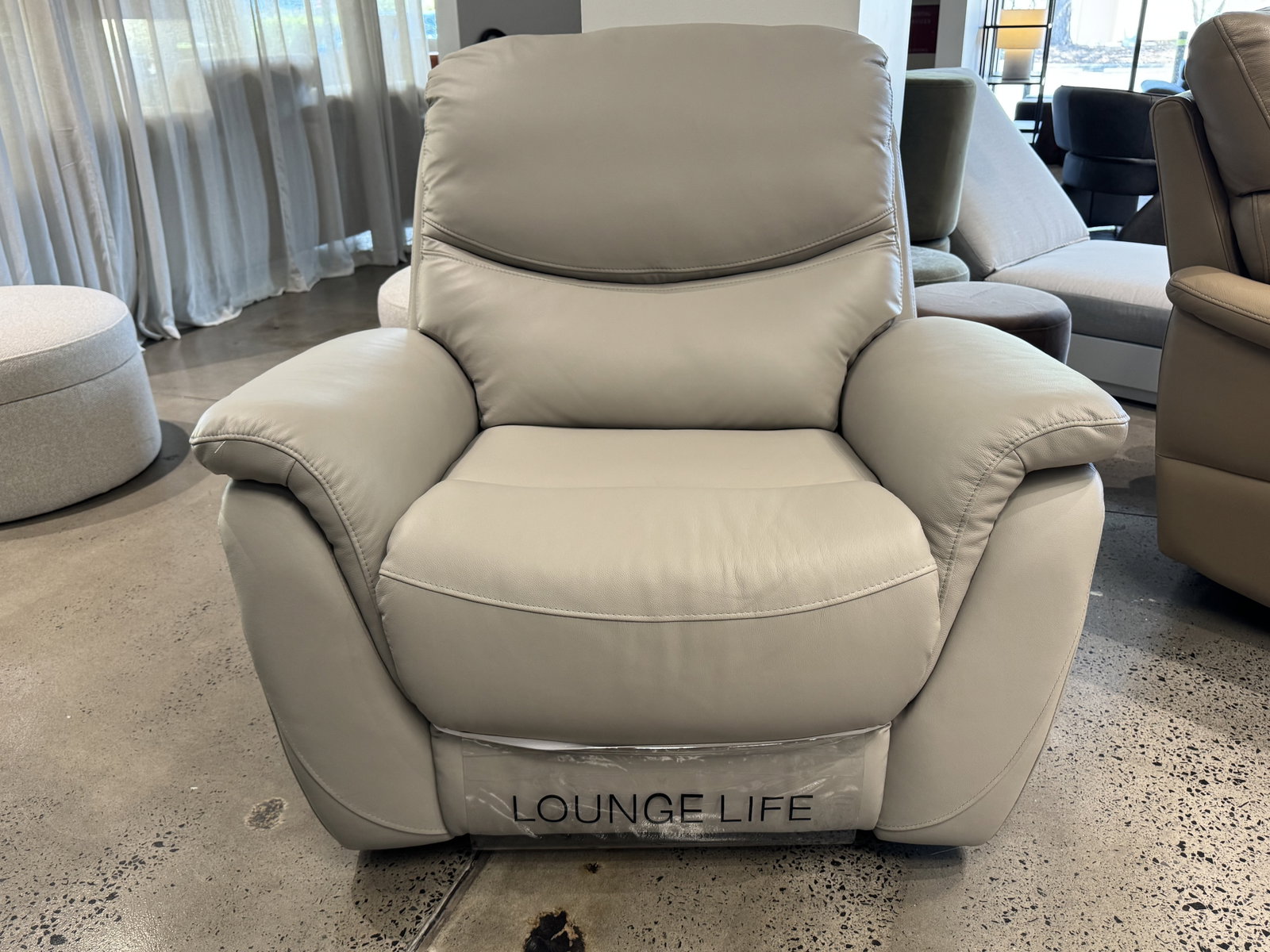 RICHMOND Leather Recliner Armchair (Colour: Standard Light Grey, Recliner Type: Manual Recliner, Material: Full Leather) 1