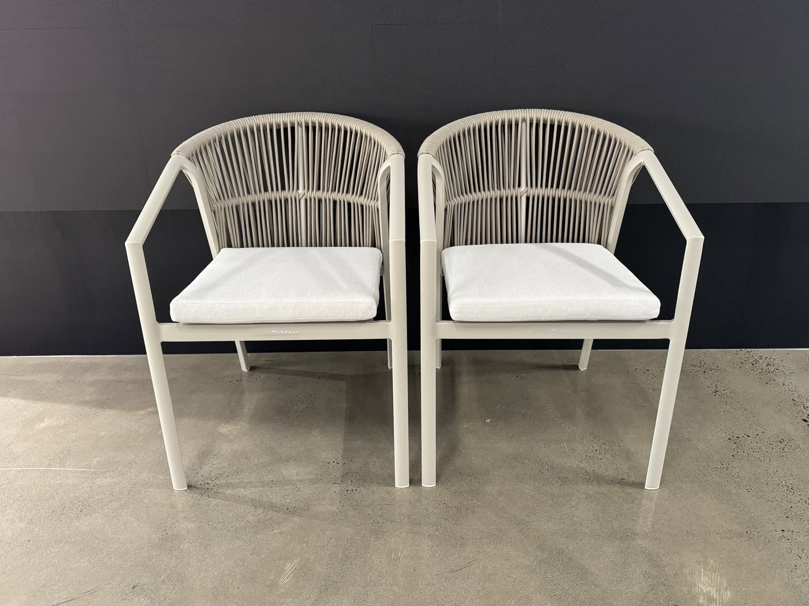 KIAMA MOCHA Outdoor Rope Dining Chair Set Of 2 (Frame: Mocha Aluminum, Fabric: Cream Olefin, Rope: Mocha  Rope) 1