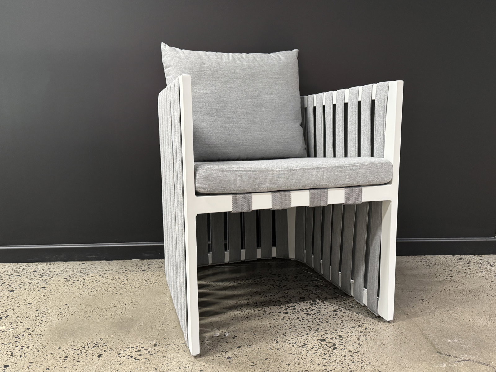 MANLY COVE White Outdoor Dining Chair (Frame And Fabric: White Frame With Lead Chine Fabric) 1