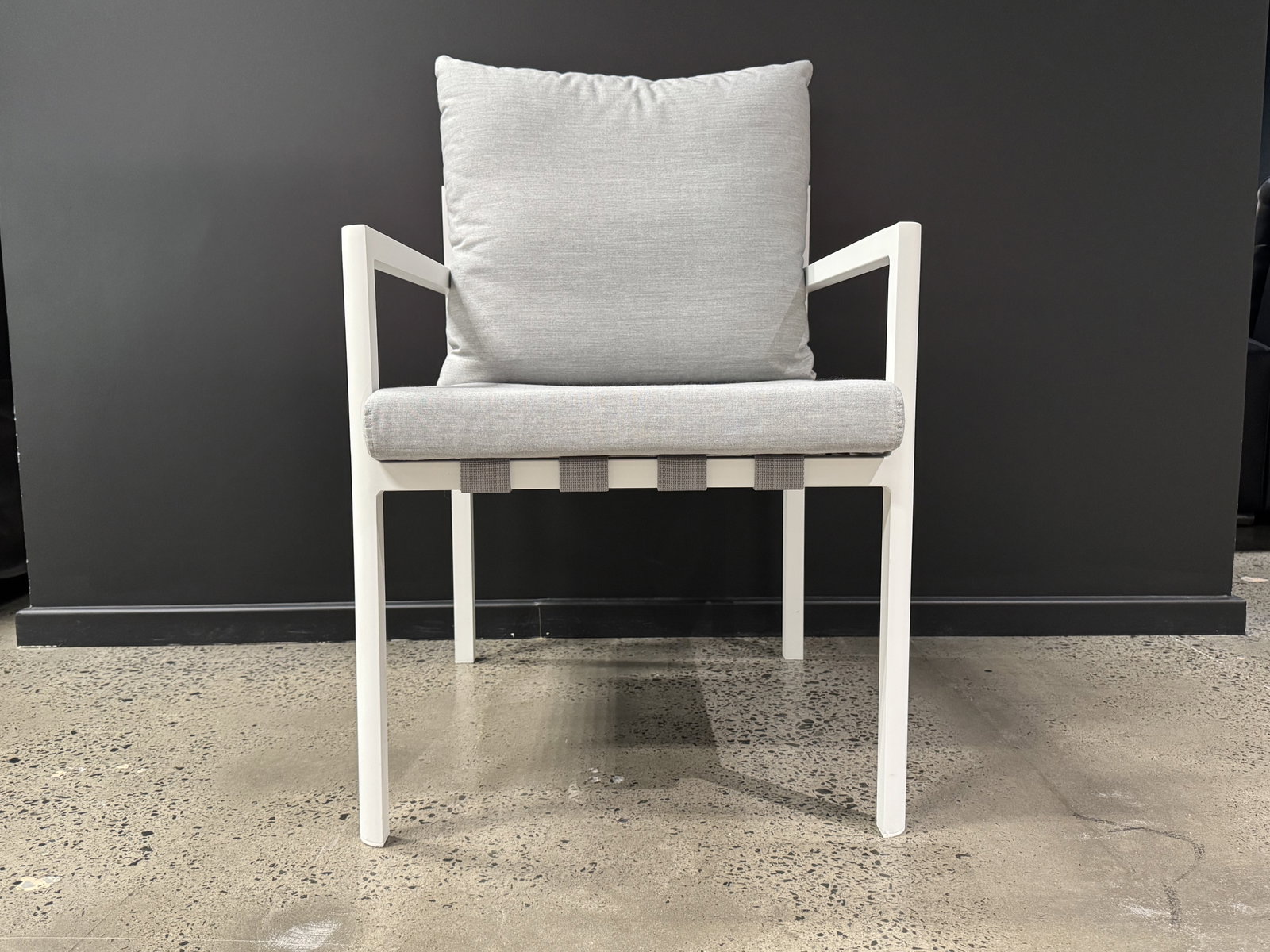 MANLY WHITE Outdoor Dining Chair (Frame And Fabric: White Frame With Lead Chine Fabric) 1